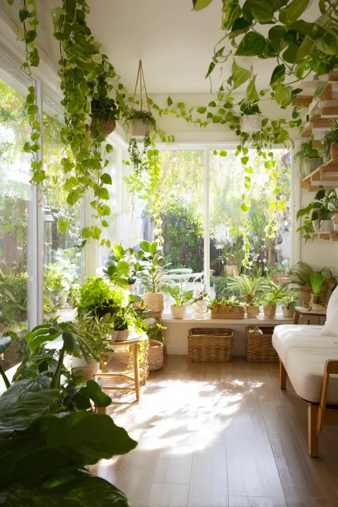 Sunroom Filled with Green Plants