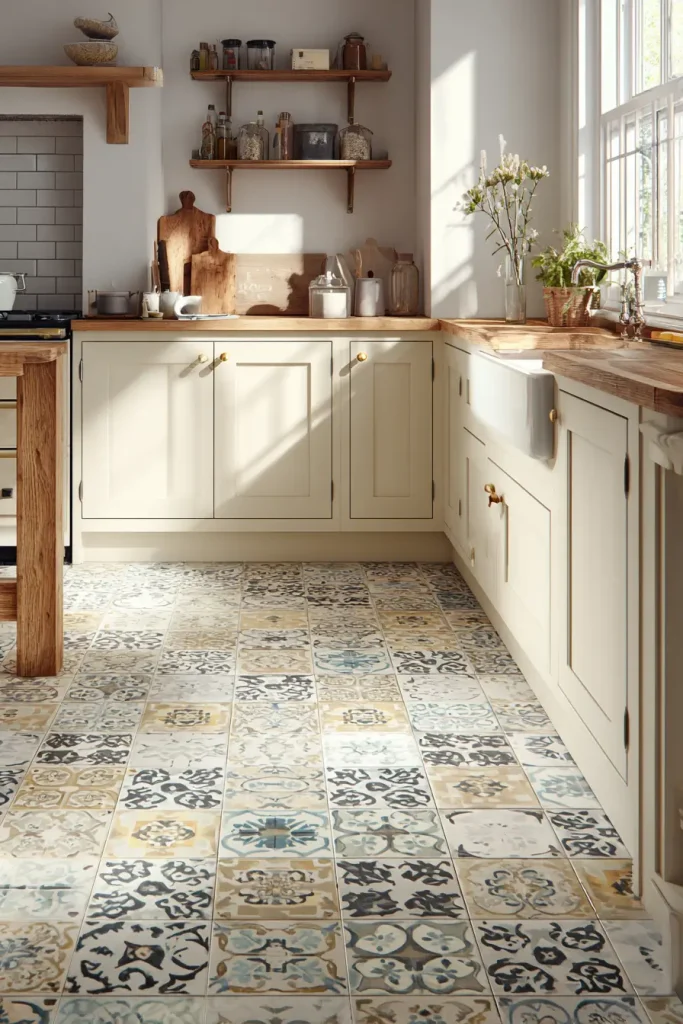 Vintage Kitchens with Patterned Floors