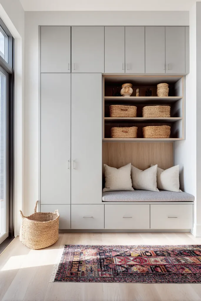 1. Create a Built-In Storage Wall for a Clean Look