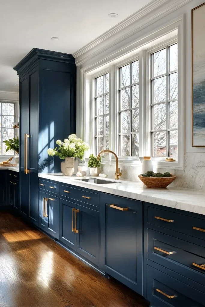 1. Deep Navy Cabinets for a Kitchen That Feels Timeless