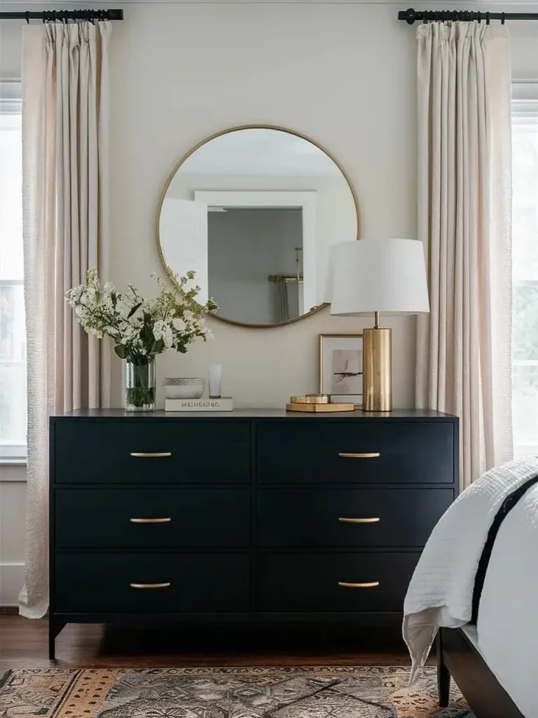 10. Black Furniture with White Decor Styling