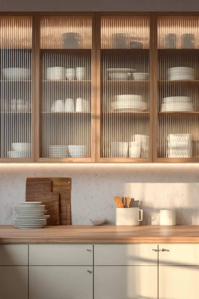 11. Fluted Glass for Upper Cabinets