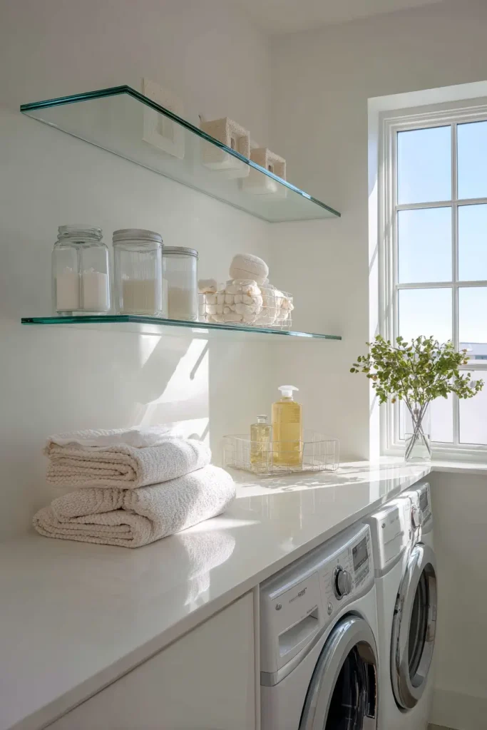 11. Glass Shelves for a Light, Modern Look