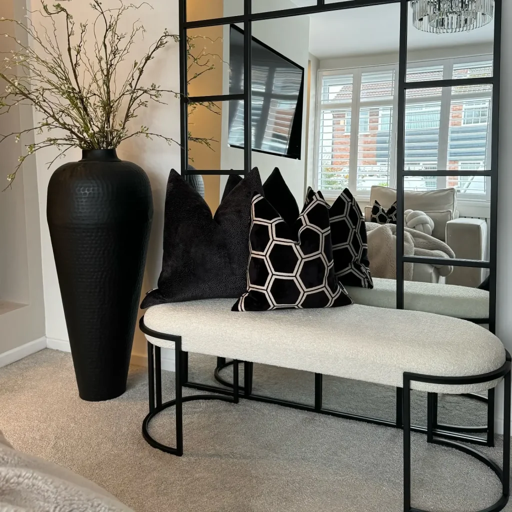 12. Bench with Decorative Pillows