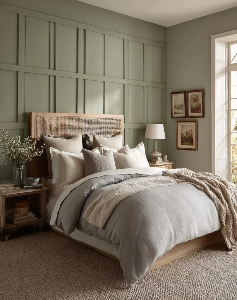 14. Textured Walls in Sage Green (Paneling)