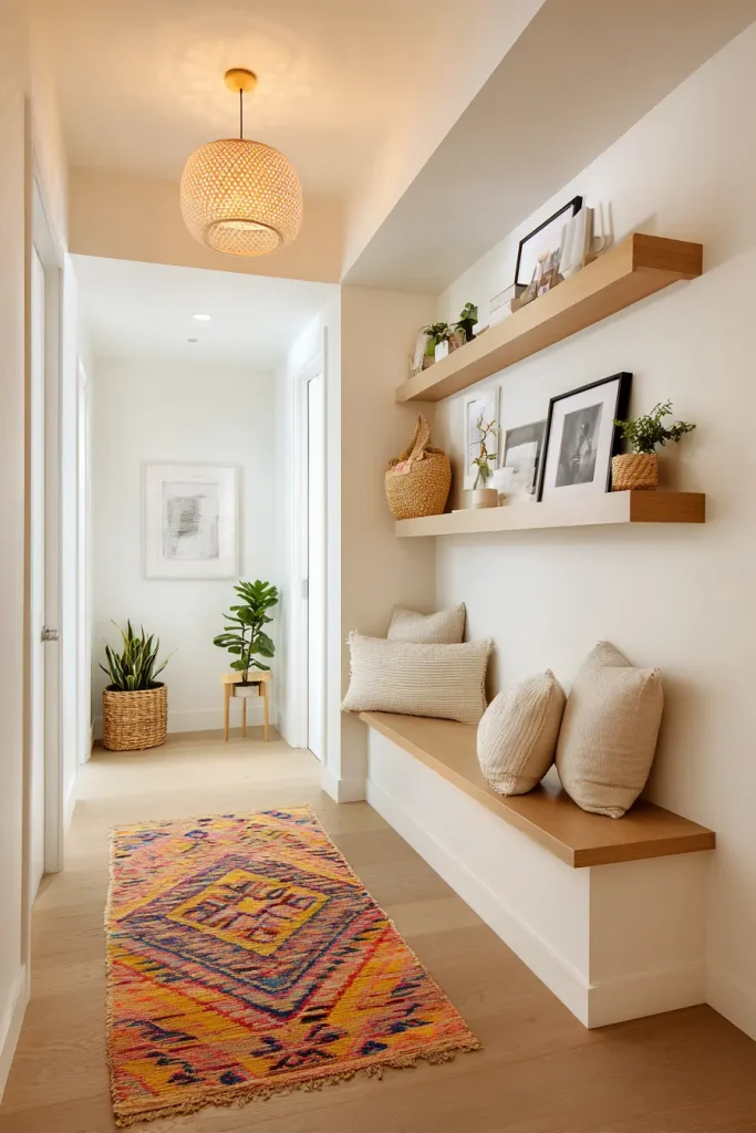 15. Install Floating Shelves for Light Storage