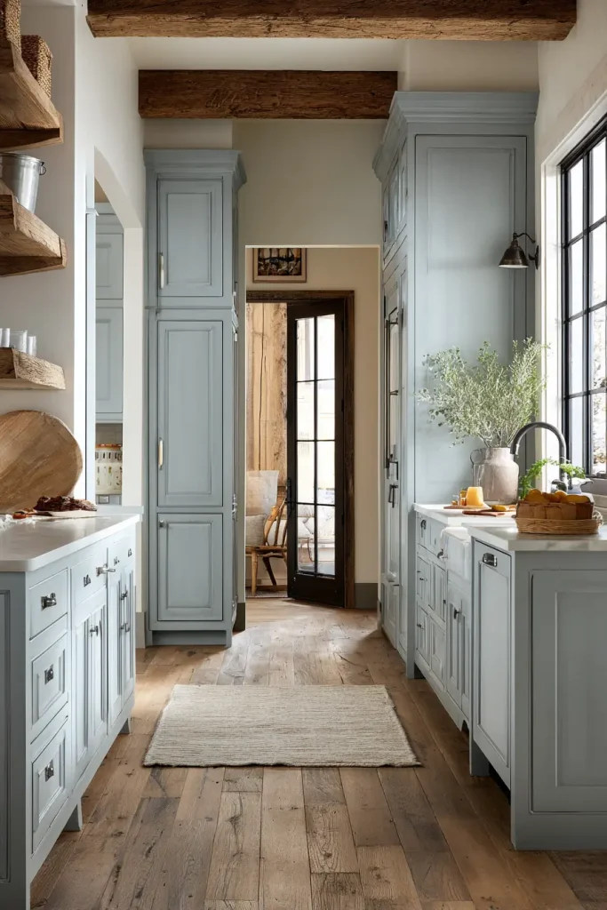 15. Paint Pantry Doors Blue for a Budget Upgrade