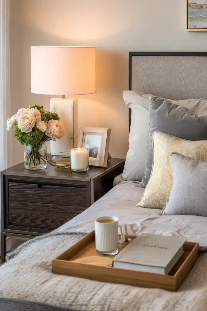 15. The “Tray Rule” for Cleaner Nightstands