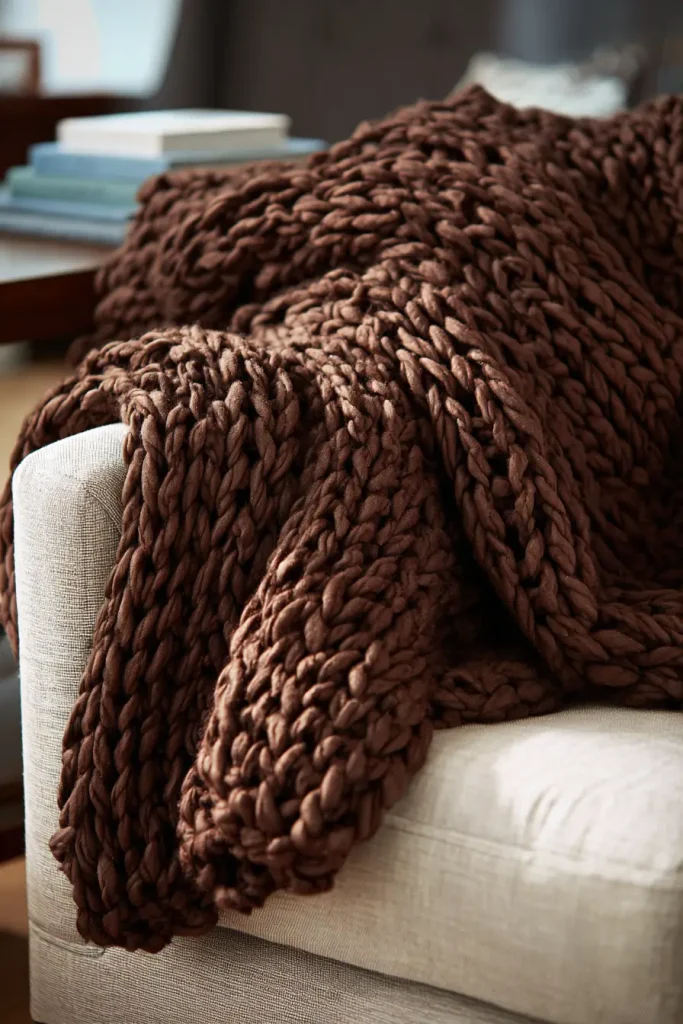 17. Heavy Knit Throws in Chocolate Brown