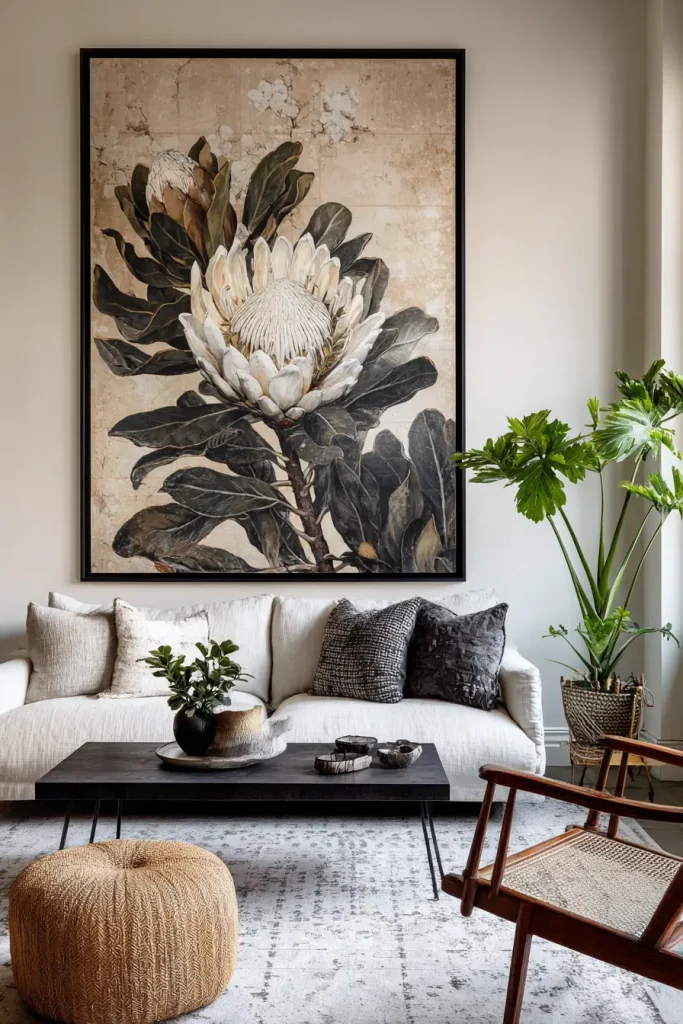 19. Oversized Botanical Art in Black Frames