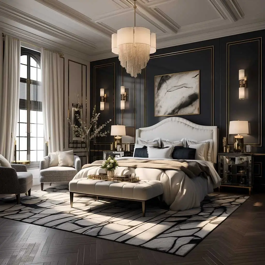 2. Layered White Bedding with Black Details