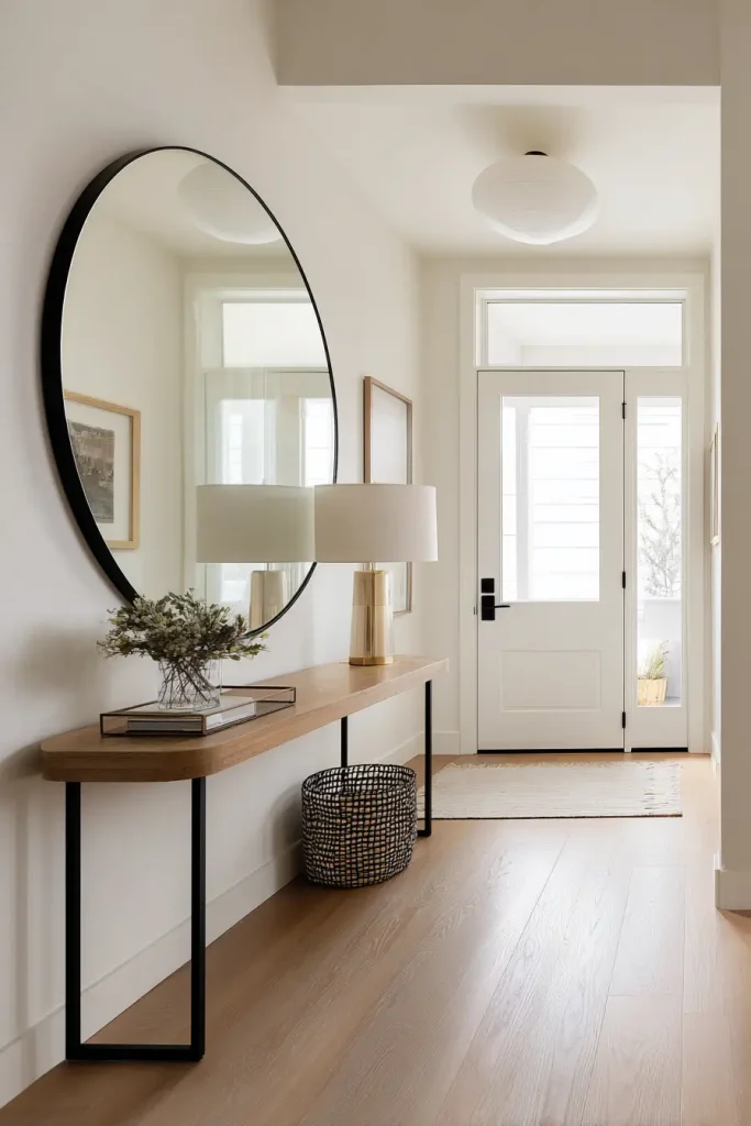 2. Use a Large Round Mirror for Balance