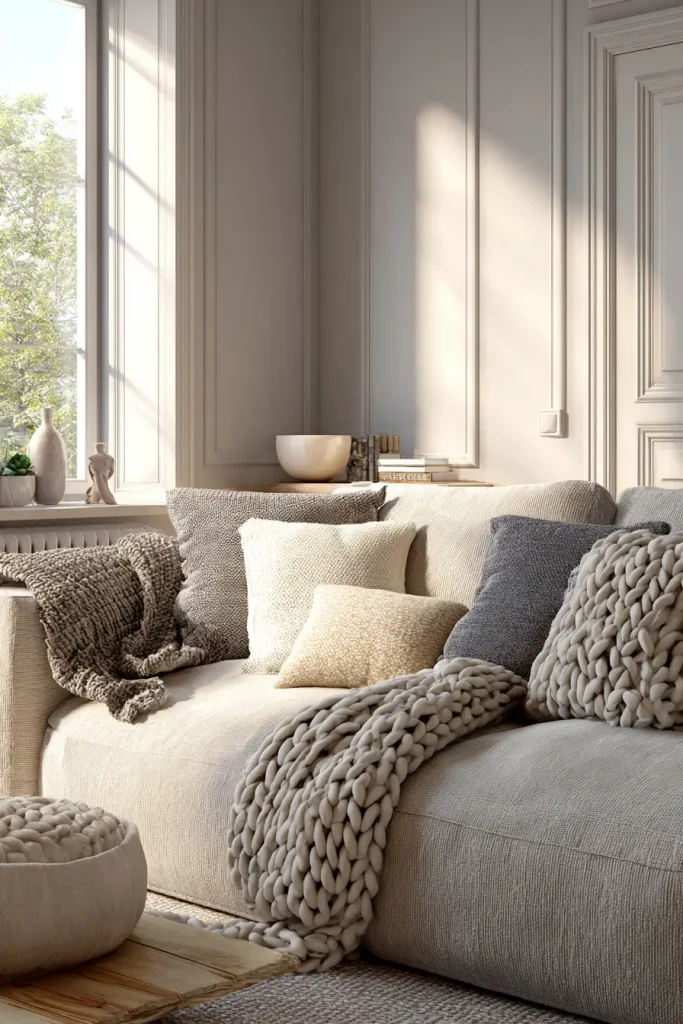 3. Add a Cozy Neutral Sofa