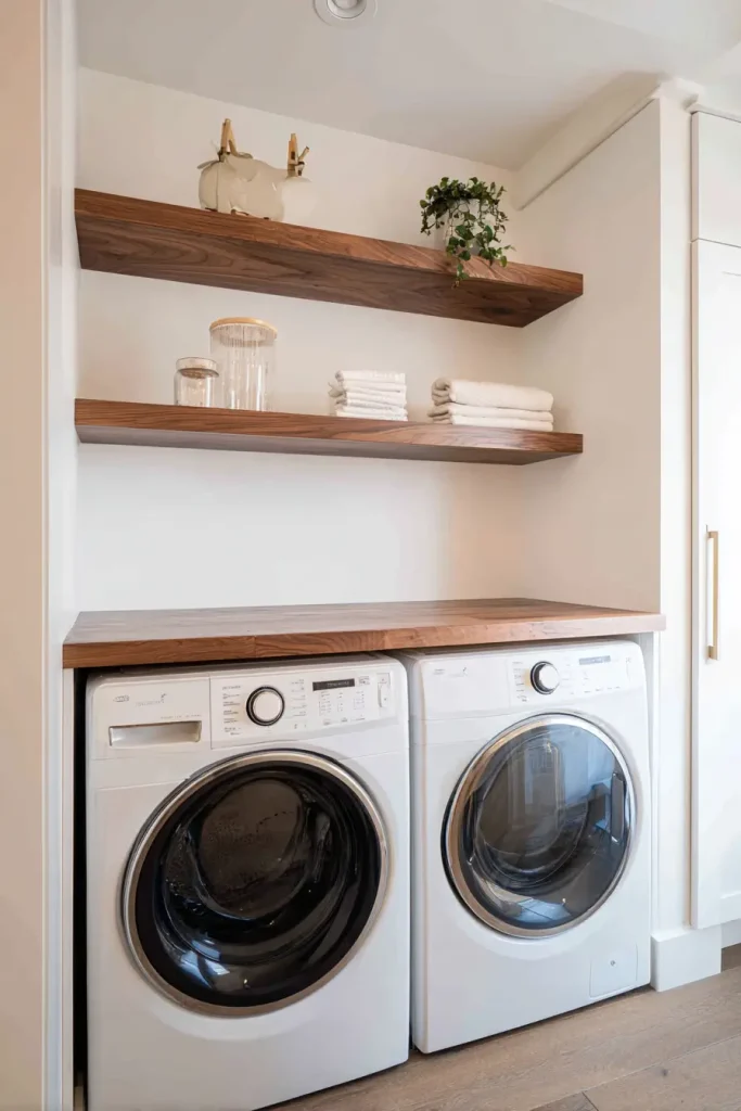 3. Wood Shelves for Warmth and Texture