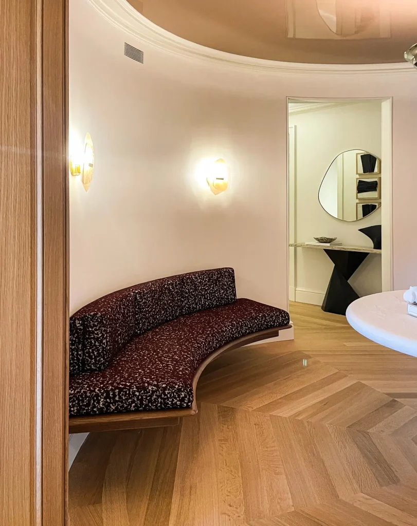 3. Wooden Bench for Natural Warmth