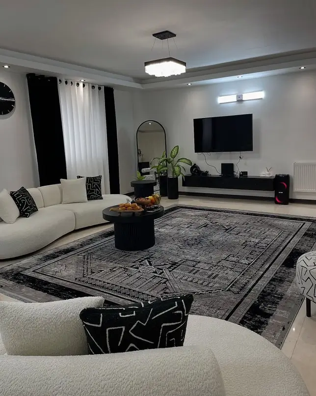 7. Black and White Striped or Patterned Rugs