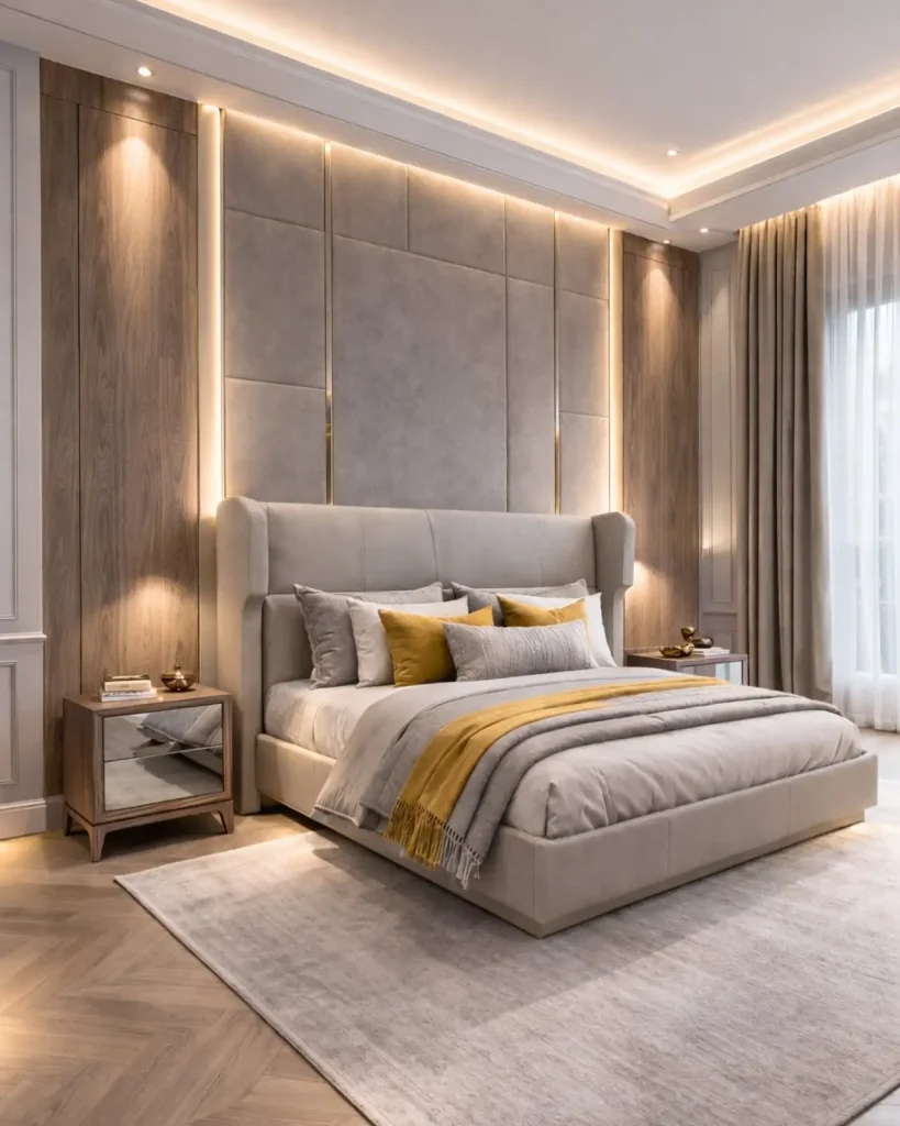 7. Layered Gray Bedding for Depth