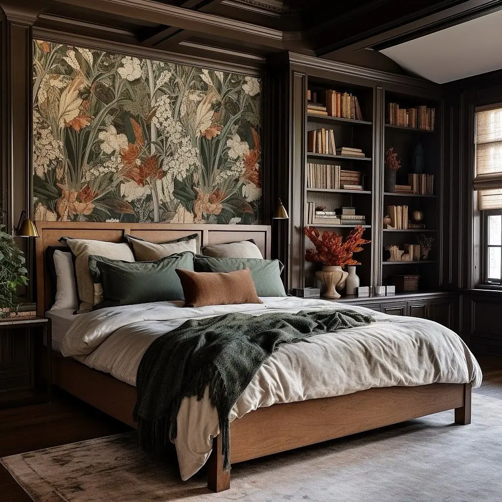 7. Moody Wallpaper with Subtle Patterns