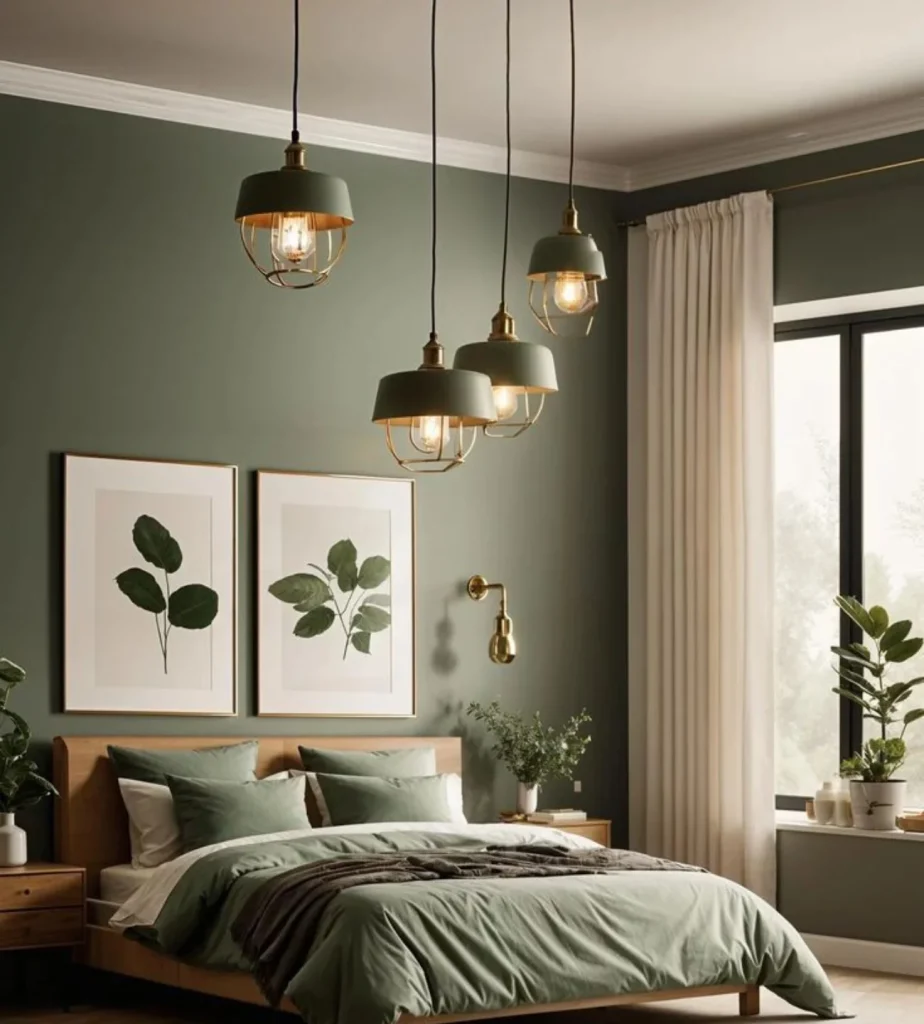 7. Sage Green Bedding Instead of Paint