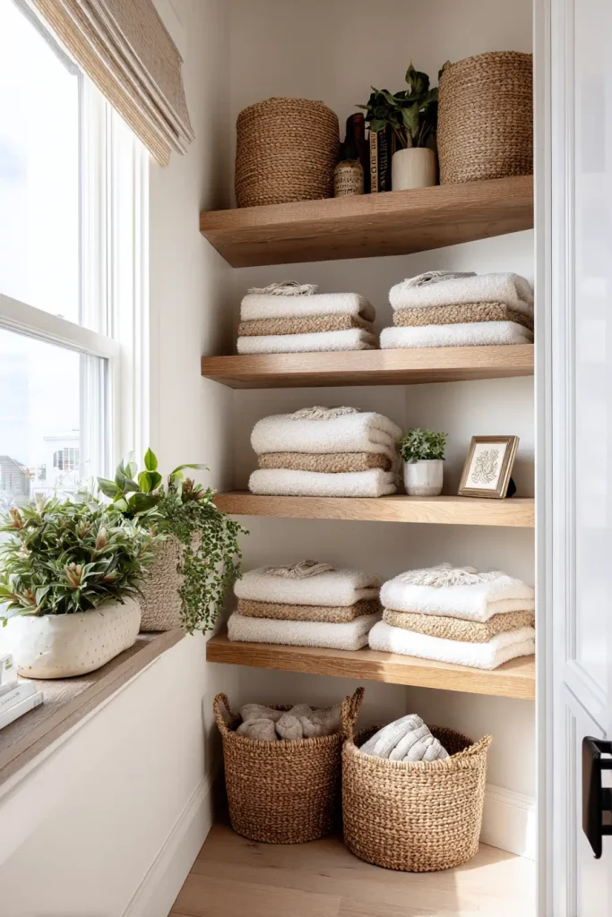 7. Shelves Paired with Hanging Rods