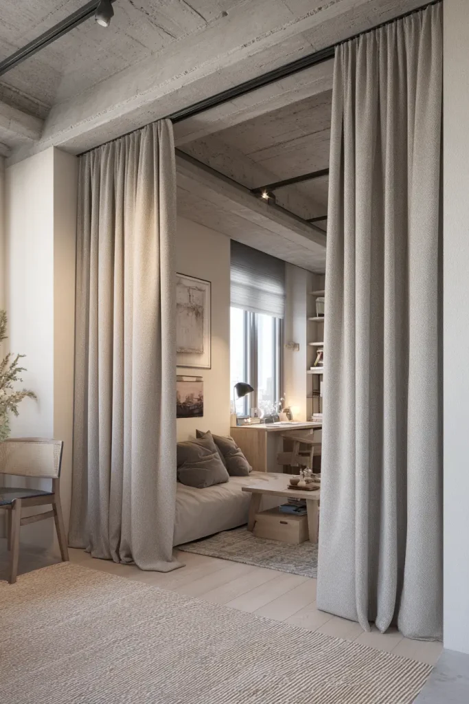 8. How to Divide Basement Spaces With Curtains