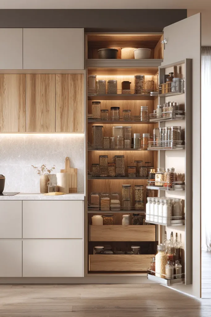 9. Pull-Out Pantry Shelves