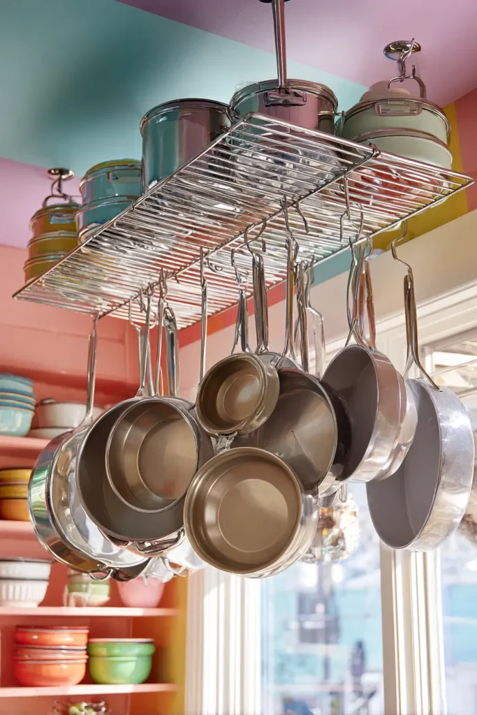 1. Install a Pot Rack for Pans