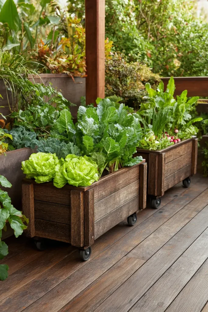 10. Portable Wooden Planter Boxes