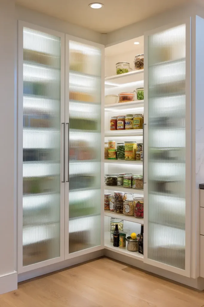 11. Use Frosted or Fluted Glass Doors for Style Without Mess