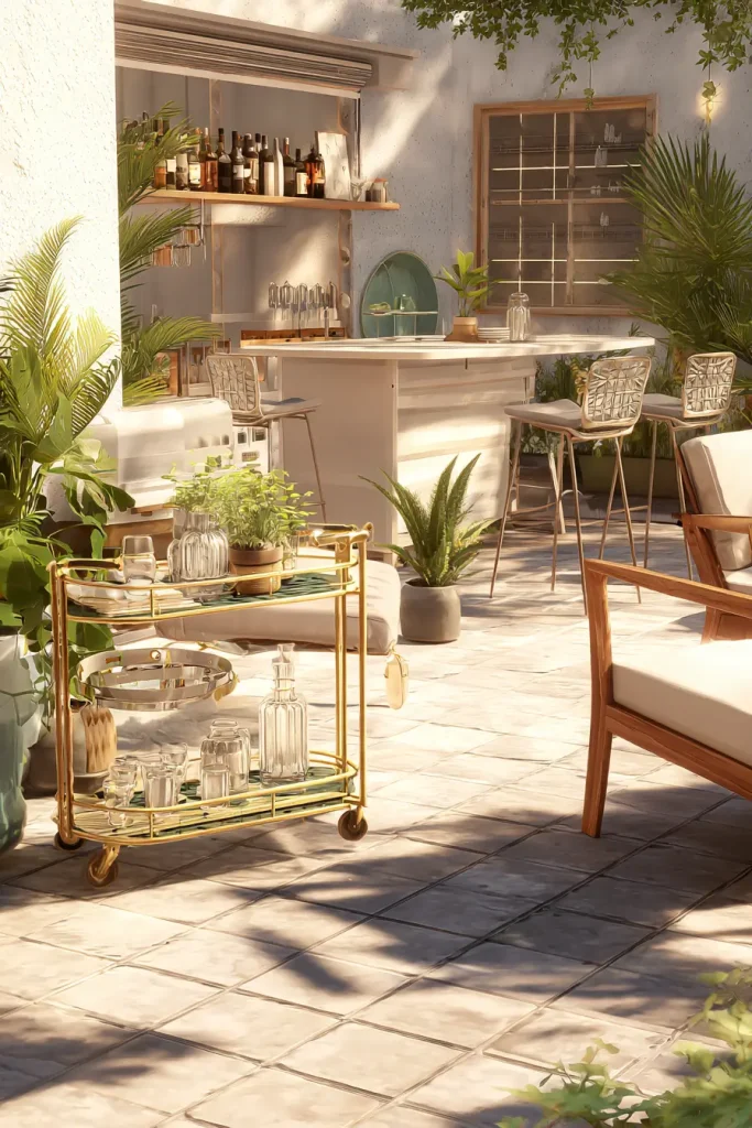 12. Add a Bar Cart or an Outdoor Kitchen Element