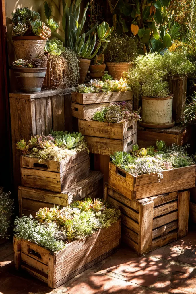 16. Garden Crates and Wooden Boxes