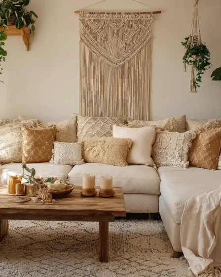 17 Boho Wall Decor Ideas with Macrame, Plants and Warm Textures