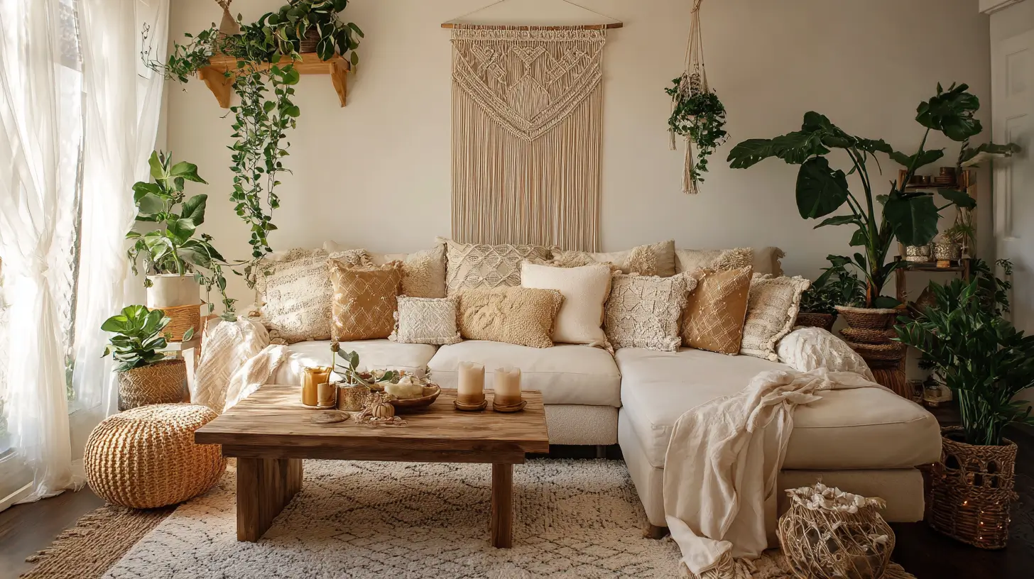 17 Boho Wall Decor Ideas with Macrame, Plants and Warm Textures