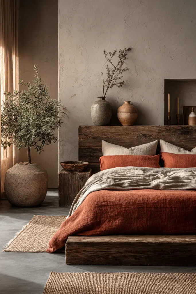 17. Earth-Tone Aesthetic Bedroom (Warm, Natural, Calm)