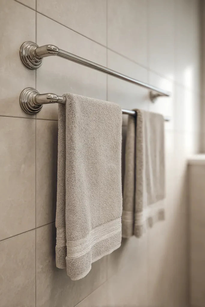 3. Get a Double Towel Bar So Nobody Shares a Hook