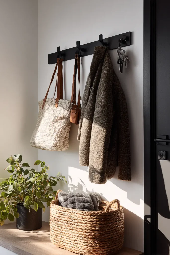 3. Put Up a Wall Mounted Coat Hook Rail