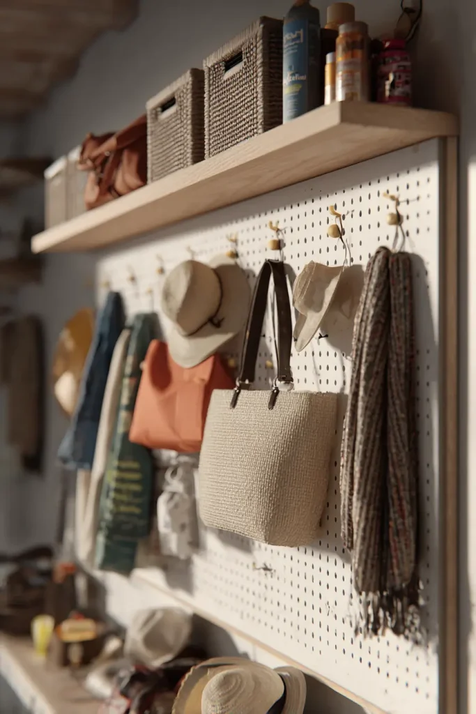 3. Put a Pegboard on the Wall for Flexible Storage