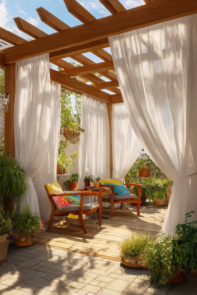 3. Use Outdoor Curtains to Create Walls Without Building Them