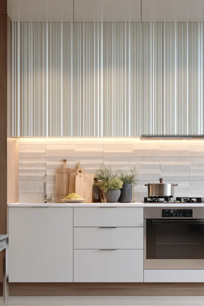 6. Ribbed or Fluted 3D Ceramic Tile