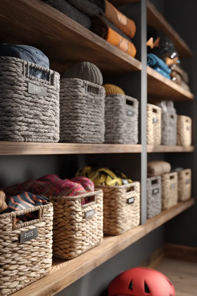 6. Use Labeled Baskets for Every Category of Clutter