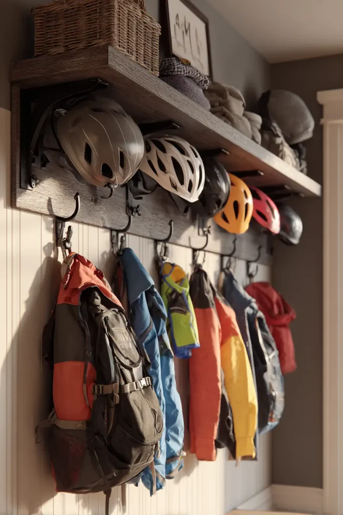 7. Add Floating Shelves Above Your Hooks