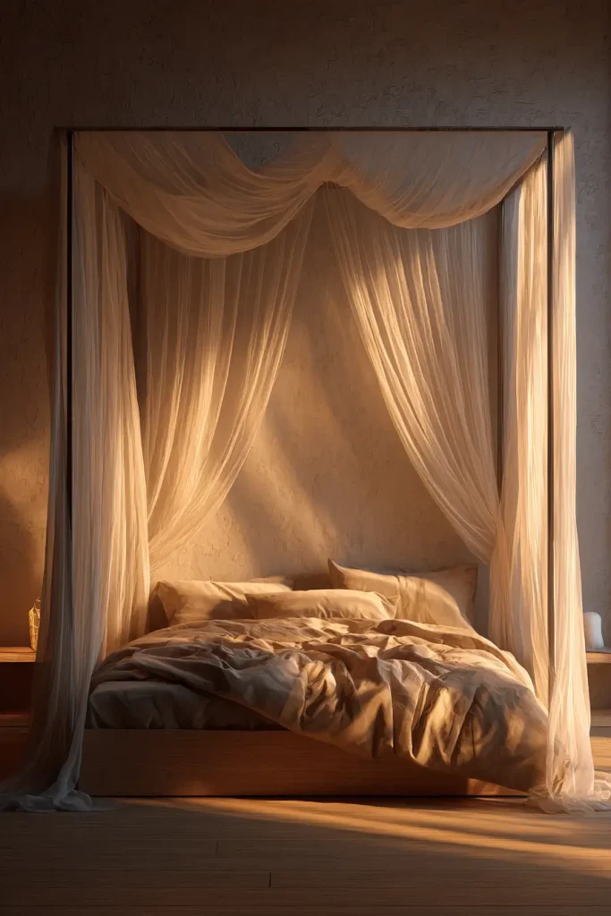 7. Try a Simple Canopy Around Your Bed