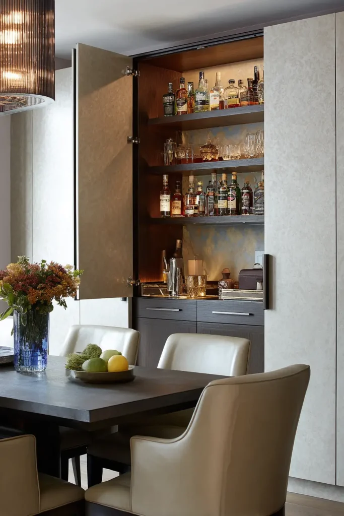 8) A Hidden Bar Cabinet for Entertaining
