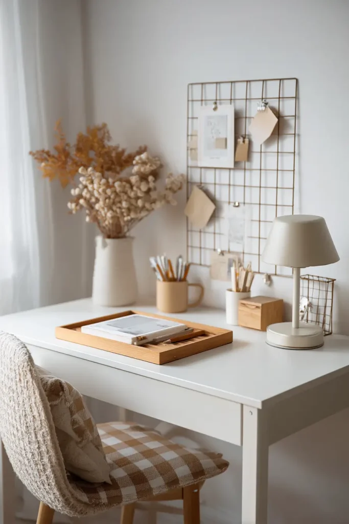 8. Aesthetic Desk Corner Setup (Even in Small Rooms)