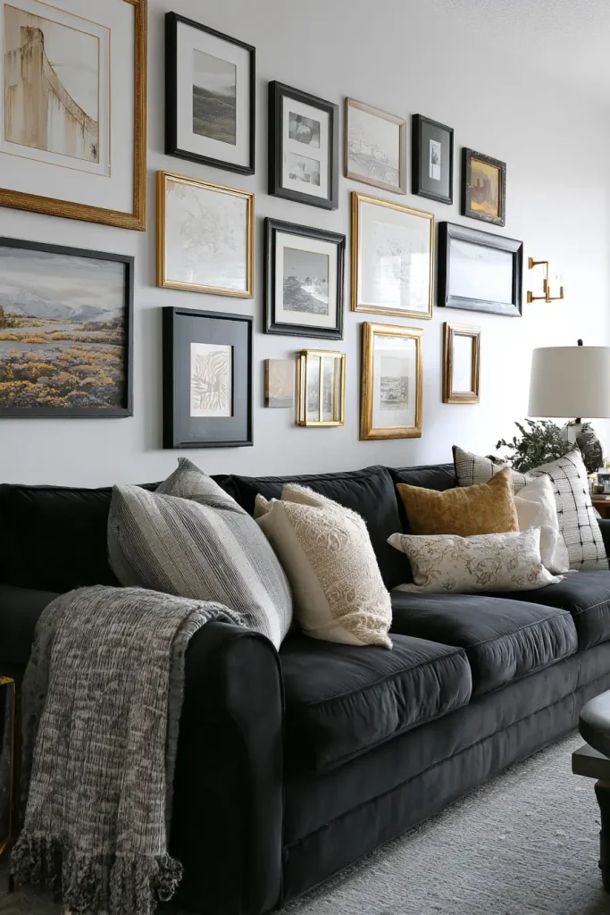 9. A Gallery Wall from Matching Painted Frames