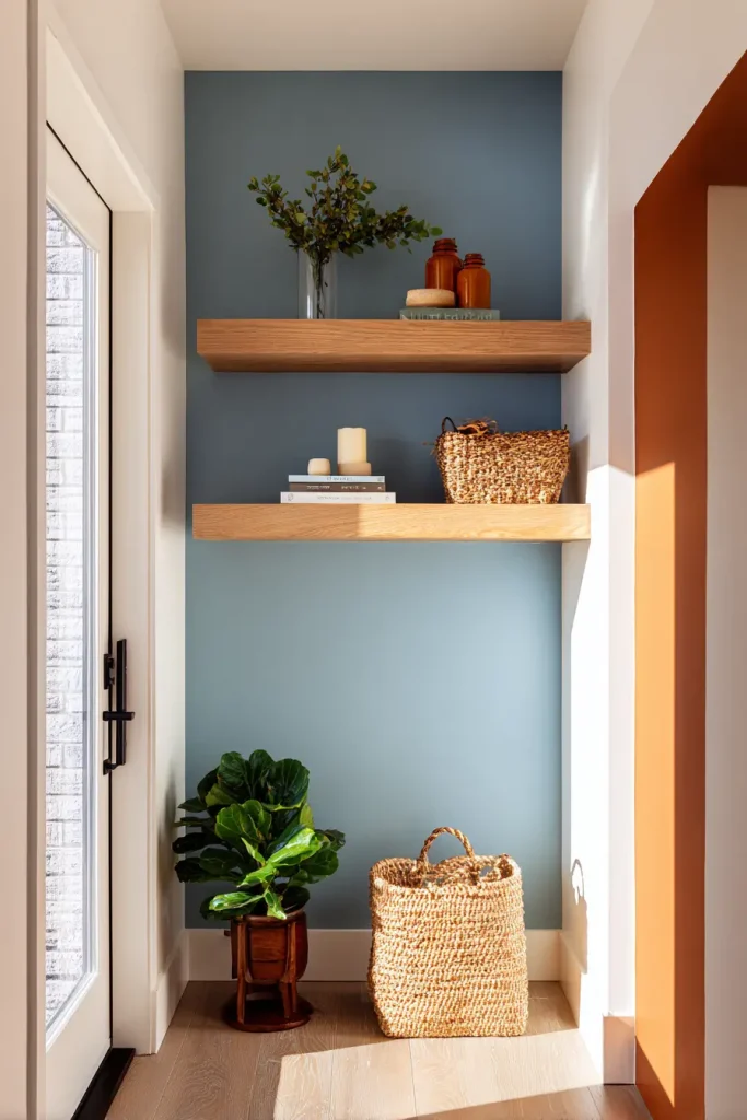 9. Install Floating Shelves for Display and Storage