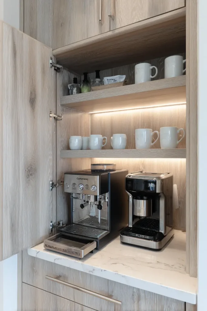 9. Turn the Corner Pantry Into a Hidden Coffee Station