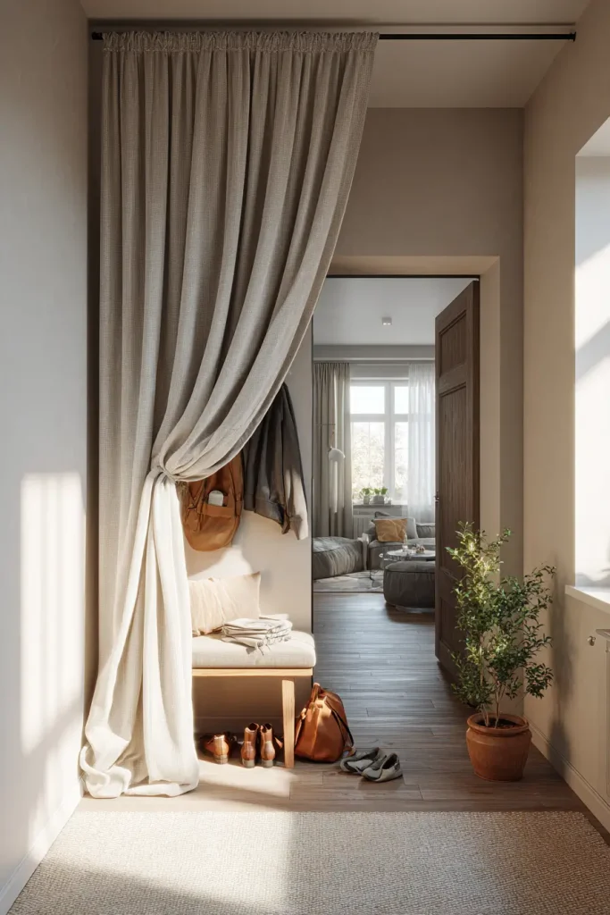 A Curtain That Creates a Fake Mudroom