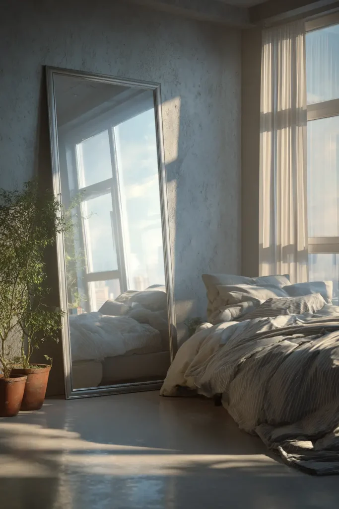 A Floor Mirror Makes Your Room Feel Twice as Big