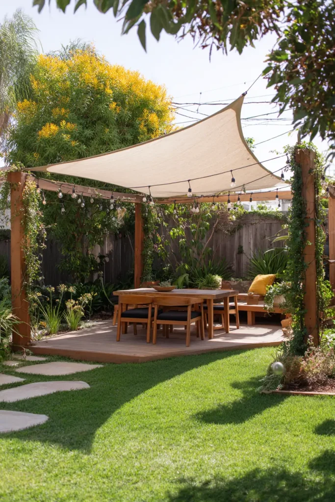 Add a Shade Sail or Simple Pergola Frame